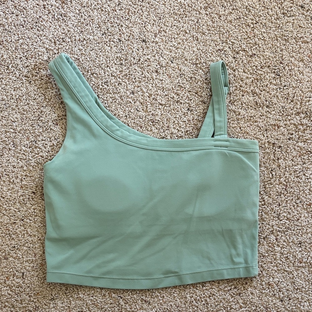 Asymmetric One-Shoulder Camisole Tank in Sage Green